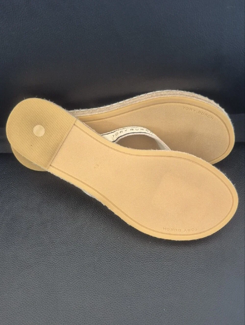 Tory Burch Cream Logo-Trim Flip Flop Sandals